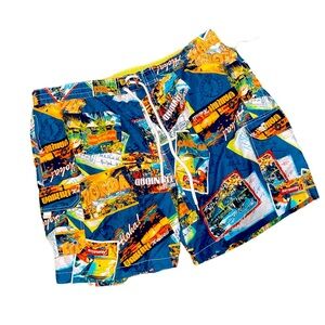 Caribbean Joe Swim Trunks XXL Travel Postcard Theme Swim Shorts Board Shorts